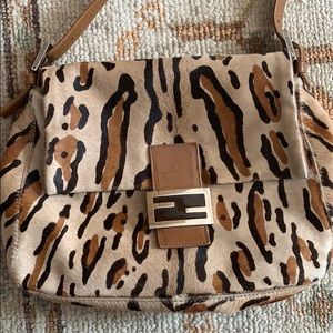 Animal print Fendi bag with storage bag